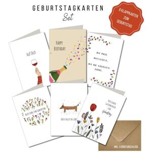 KEITCARDS Geburtstagskarten - handgezeichnete Klappkarten inklusive Briefumschlag, 6er Set KEITCARDS Geburtstagskarten - handgezeichnete Klappkarten inklusive Briefumschlag, 6er Set