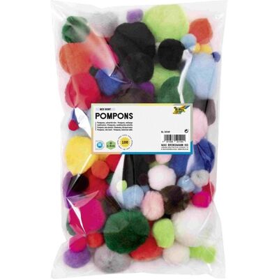 Folia Pompons MIX BUNT, 100 Stück, Größen & farbig sortiert Folia Pompons MIX BUNT, 100 Stück, Größen & farbig sortiert