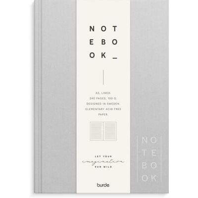 Burde Publishing AB Burde Notizbuch Textil hellgrau liniert A5 Burde Publishing AB Burde Notizbuch Textil hellgrau liniert A5