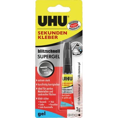 UHU® Sekundenkleber blitzschnell Supergel, 3 g UHU® Sekundenkleber blitzschnell Supergel, 3 g