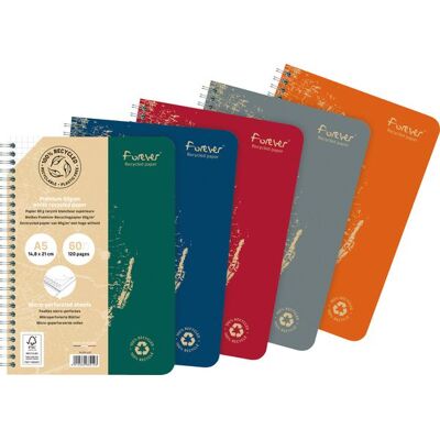 CLAIREFONTAINE Spiralheft Forever® Premium, A5 5 mm kariert farbig sortiert CLAIREFONTAINE Spiralheft Forever® Premium, A5 5 mm kariert farbig sortiert