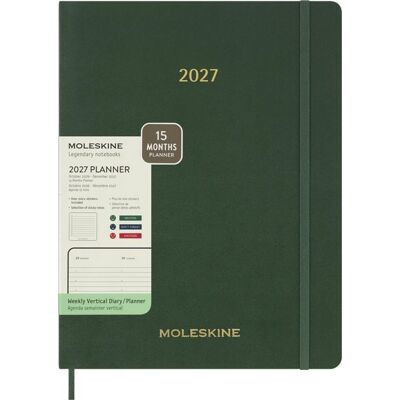 Moleskine 15 Monate Essential Wochenkalender 2026/2027, 1 Wo = 2 Seiten, vertikal, XXL, weicher Einband, Myrtengrün Moleskine 15 Monate Essential Wochenkalender 2026/2027, 1 Wo = 2 Seiten, vertikal, XXL, weicher Einband, Myrtengrün