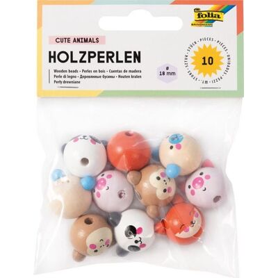 FOLIA® Holzperlen Print, Cute Animals 10 Ø 18 mm FOLIA® Holzperlen Print, Cute Animals 10 Ø 18 mm