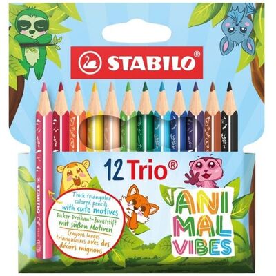 STABILO Buntstift Dreikant Trio dick kurz Animal Vibes, 12er Set STABILO Buntstift Dreikant Trio dick kurz Animal Vibes, 12er Set