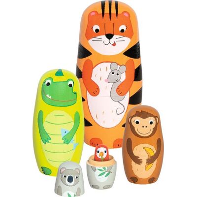 Goki Holztiere Set mit 5 Figuren für Kinder Goki Holztiere Set mit 5 Figuren für Kinder