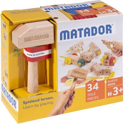 Matador Spielwaren GmbH MATADOR 21034 - Maker M034, Baukasten, Holz, 34 Teile, Konstruktionsbaukasten-Einstiegskasten, ab 3 Jahren, Spielend lernen! Matador Spielwaren GmbH MATADOR 21034 - Maker M034, Baukasten, Holz, 34 Teile, Konstruktionsbaukasten-Einstiegskasten, ab 3 Jahren, Spielend lernen!