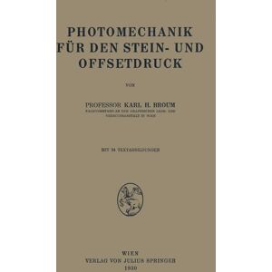 Springer Wien Photomechanik für den Stein- und Offsetdruck