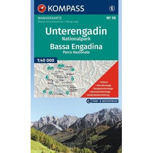 Kompass-Karten KOMPASS Wanderkarte 98 Unterengadin, Nationalpark / Bassa Engadina, Parco Nazionale 1:40.000 Kompass-Karten KOMPASS Wanderkarte 98 Unterengadin, Nationalpark / Bassa Engadina, Parco Nazionale 1:40.000