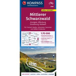 Kompass-Karten KOMPASS Fahrradkarte 3368 Mittlerer Schwarzwald, Kinzigtal, Offenburg, Strasbourg 1:70.000 Kompass-Karten KOMPASS Fahrradkarte 3368 Mittlerer Schwarzwald, Kinzigtal, Offenburg, Strasbourg 1:70.000