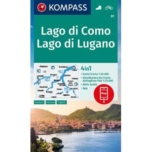 Kompass-Karten KOMPASS Wanderkarte 91 Lago di Como, Lago di Lugano 1:50.000 Kompass-Karten KOMPASS Wanderkarte 91 Lago di Como, Lago di Lugano 1:50.000