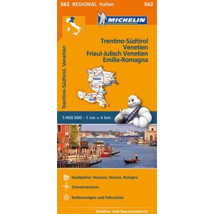 Michelin Trentino-Südtirol,Venetien, Friaul-Julisch Venetien, Emilia Romagna. Straßen- und Tourismuskarte 1:400.000 Michelin Trentino-Südtirol,Venetien, Friaul-Julisch Venetien, Emilia Romagna. Straßen- und Tourismuskarte 1:400.000