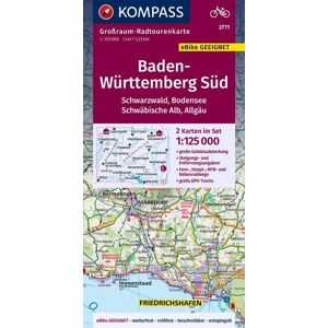 Kompass-Karten KOMPASS Großraum-Radtourenkarte 3711 Baden-Württemberg Süd, Kompass-Karten KOMPASS Großraum-Radtourenkarte 3711 Baden-Württemberg Süd,