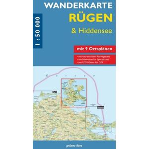 Grünes Herz Wanderkarte Rügen & Hiddensee Grünes Herz Wanderkarte Rügen & Hiddensee