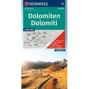 Kompass-Karten KOMPASS Autokarte und Panoramakarte Dolomiten / Dolomiti / Dolomites 1:150.000 Kompass-Karten KOMPASS Autokarte und Panoramakarte Dolomiten / Dolomiti / Dolomites 1:150.000