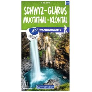 Kümmerly+Frey Schwyz - Glarus Muotathal - Klöntal 21 Wanderkarte 1:40 000 Kümmerly+Frey Schwyz - Glarus Muotathal - Klöntal 21 Wanderkarte 1:40 000