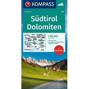 Kompass-Karten KOMPASS Autokarte Südtirol, Dolomiten, South Tyrol, Dolomites 1:150.000 Kompass-Karten KOMPASS Autokarte Südtirol, Dolomiten, South Tyrol, Dolomites 1:150.000