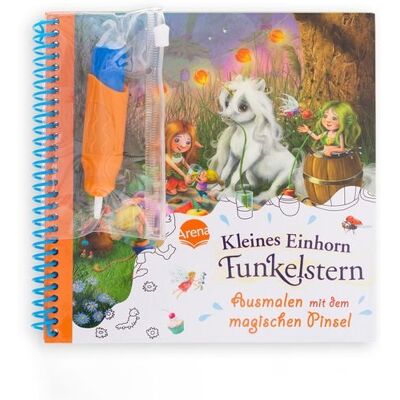 Arena Ausmalen mit dem magischen Pinsel. Kleines Einhorn Funkelstern Arena Ausmalen mit dem magischen Pinsel. Kleines Einhorn Funkelstern