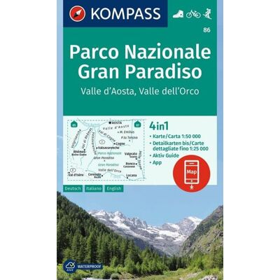 Kompass-Karten KOMPASS Wanderkarte 86 Parco Nazionale Gran Paradiso, Valle d'Aosta, Valle dell'Orco 1:50.000 Kompass-Karten KOMPASS Wanderkarte 86 Parco Nazionale Gran Paradiso, Valle d'Aosta, Valle dell'Orco 1:50.000