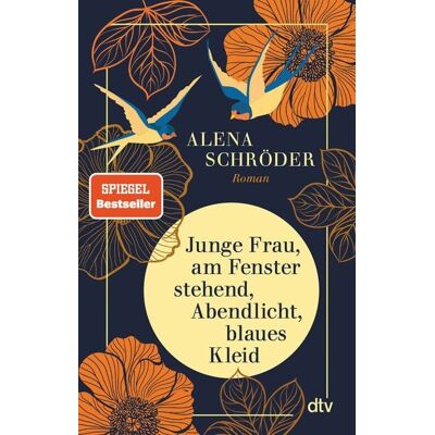 dtv Junge Frau, am Fenster stehend, Abendlicht, blaues Kleid dtv Junge Frau, am Fenster stehend, Abendlicht, blaues Kleid