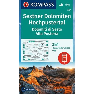 Kompass-Karten KOMPASS Wanderkarte 657 Sextner Dolomiten, Hochpustertal / Dolomiti di Sesto, Alta Pusteria 1:25.000 Kompass-Karten KOMPASS Wanderkarte 657 Sextner Dolomiten, Hochpustertal / Dolomiti di Sesto, Alta Pusteria 1:25.000