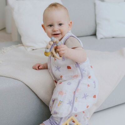 emma & noah Sommer-Sleepoverall Musselin 0.5 TOG blau emma & noah Sommer-Sleepoverall Musselin 0.5 TOG blau