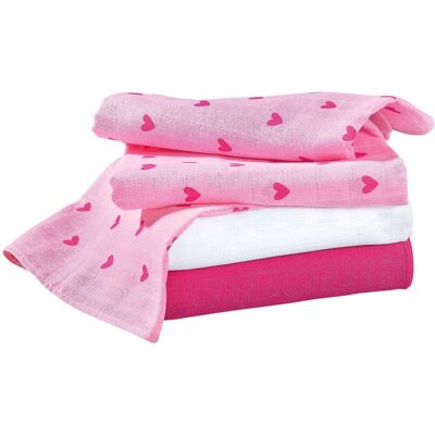 Bornino 3er-Pack Mullwindeln 80x80 cm rosa Bornino 3er-Pack Mullwindeln 80x80 cm rosa