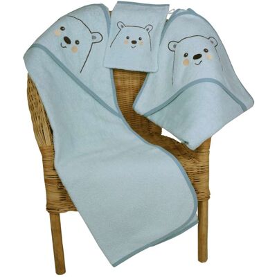 Wörner Baby-Kapuzenhandtuch - Eisbär Mint - 80x80cm Wörner Baby-Kapuzenhandtuch - Eisbär Mint - 80x80cm