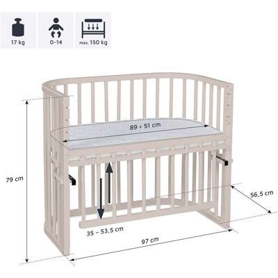 babybay Beistellbett Maxi Comfort Plus 89x51 cm beige unisex babybay Beistellbett Maxi Comfort Plus 89x51 cm beige unisex