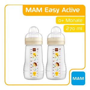 MAM 2er-Pack Babyflaschen Easy Active, Weithals, 270 ml, ab 0M grau unisex