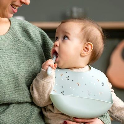 Nattou Silikonlätzchen mit Auffangschale gruen unisex Nattou Silikonlätzchen mit Auffangschale gruen unisex