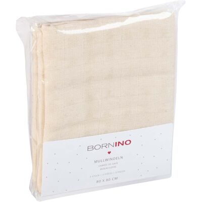 Bornino 3er-Pack Mullwindel ungebleicht 80x80 cm natur unisex Bornino 3er-Pack Mullwindel ungebleicht 80x80 cm natur unisex