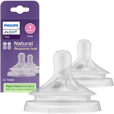 Philips Avent 2er-Pack Natural Response Sauger, Silikon, Stufe 4, ab 3M transparent unisex Philips Avent 2er-Pack Natural Response Sauger, Silikon, Stufe 4, ab 3M transparent unisex