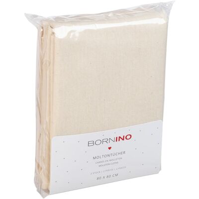 Bornino 2er-Pack Moltontücher 80x80 cm ungebleicht natur unisex Bornino 2er-Pack Moltontücher 80x80 cm ungebleicht natur unisex
