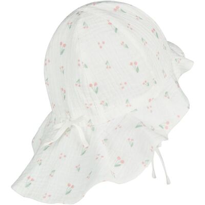 Sterntaler Musselin-Sonnenhut mit Nackenschutz Kirschen weiss Sterntaler Musselin-Sonnenhut mit Nackenschutz Kirschen weiss