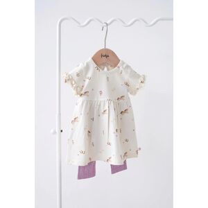 Feetje Kleid kurzarm Pferde Blumen natur braun Feetje Kleid kurzarm Pferde Blumen natur braun