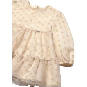 Mayoral Tüllkleid langarm Glitzer-Schleifen natur Mayoral Tüllkleid langarm Glitzer-Schleifen natur