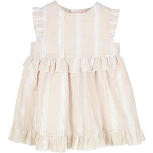 Gymp Webkleid Flügelarm Streifen Rüschen beige Gymp Webkleid Flügelarm Streifen Rüschen beige