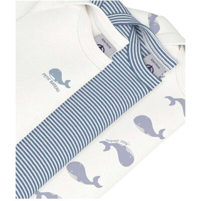 Petit Bateau 3er-Pack Bodys kurzarm Ringel Wale natur blau Petit Bateau 3er-Pack Bodys kurzarm Ringel Wale natur blau