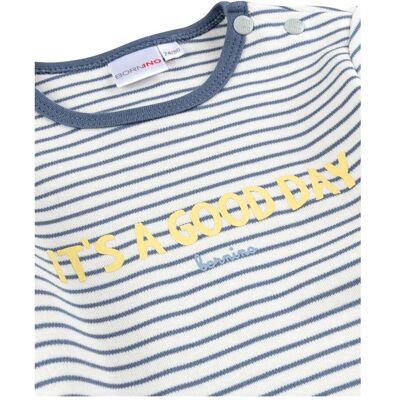 Bornino Shirt langarm Ringel It´s a good day natur blau mehrfarbig 50/56 Bornino Shirt langarm Ringel It´s a good day natur blau mehrfarbig 50/56