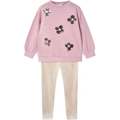 Mayoral 2-tlg. Set Sweatshirt und Samt-Leggings Wendepailletten-Blumen rosa Mayoral 2-tlg. Set Sweatshirt und Samt-Leggings Wendepailletten-Blumen rosa