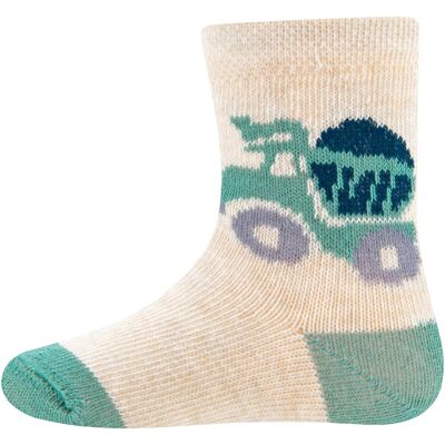 Ewers 3er-Pack Socken Baustellenfahrzeuge beige gruen 19/22 Ewers 3er-Pack Socken Baustellenfahrzeuge beige gruen 19/22