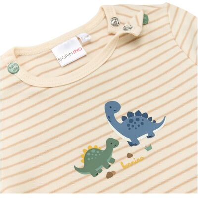 Bornino Shirt langarm Ringel Dinos natur beige 98/104 Bornino Shirt langarm Ringel Dinos natur beige 98/104