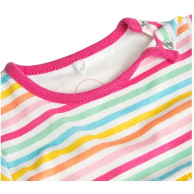 BOBOLI Kleid kurzarm Früchte Streifen mehrfarbig BOBOLI Kleid kurzarm Früchte Streifen mehrfarbig
