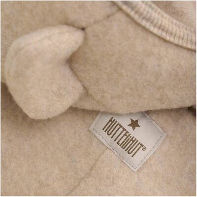 Huttelihut Wollfleece-Overall mit Klappbündchen und Kapuze mit Ohren Merinowolle beige grau unisex Huttelihut Wollfleece-Overall mit Klappbündchen und Kapuze mit Ohren Merinowolle beige grau unisex