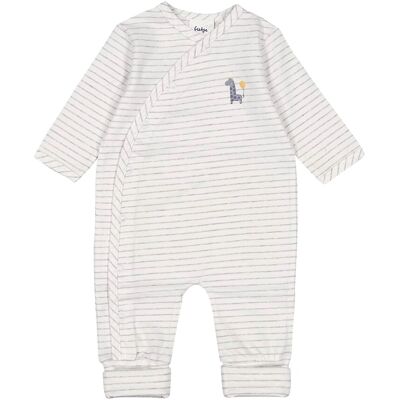 Feetje Overall mit Klappfuß Ringel Giraffe weiss grau unisex Feetje Overall mit Klappfuß Ringel Giraffe weiss grau unisex