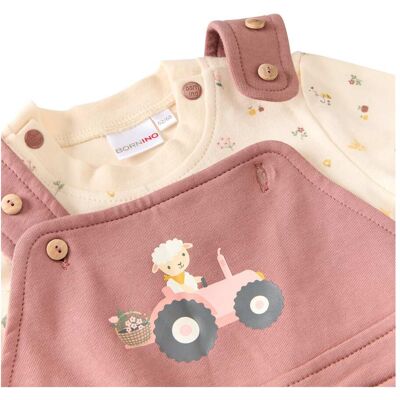 Bornino 2-tlg. Set Latzhose mit Shirt rosa natur 50/56 Bornino 2-tlg. Set Latzhose mit Shirt rosa natur 50/56