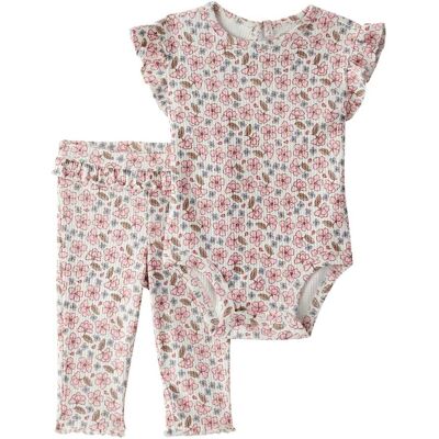 Carter's 2-tlg. Set Body kurzarm und Leggings Blumen Rippqualität mehrfarbig Carter's 2-tlg. Set Body kurzarm und Leggings Blumen Rippqualität mehrfarbig