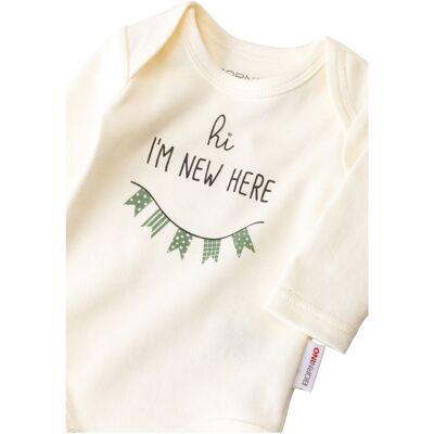 Bornino Body langarm I´m new here natur gruen 50/56 unisex Bornino Body langarm I´m new here natur gruen 50/56 unisex