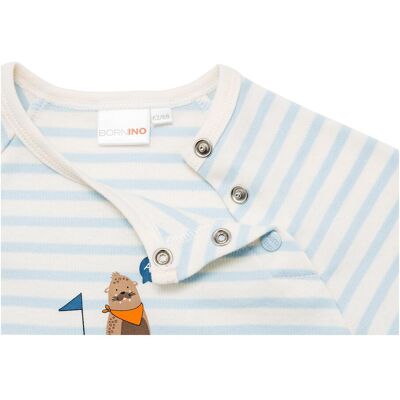 Bornino Raglanshirt langarm Ringel blau natur 74/80 unisex Bornino Raglanshirt langarm Ringel blau natur 74/80 unisex