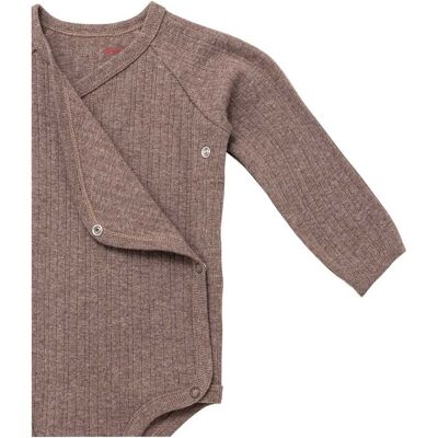 Bornino Wickelbody langarm Rippqualität braun 74/80 unisex Bornino Wickelbody langarm Rippqualität braun 74/80 unisex